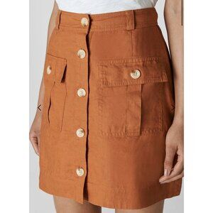Whistles Women Linen Pocket A-Line Skirt Brown Size 10